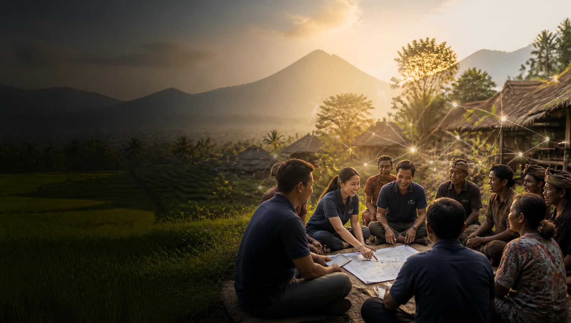 Ilustrasi training Social Mapping Inosustain: pemetaan komunitas dan data sosial-ekonomi di Indonesia.